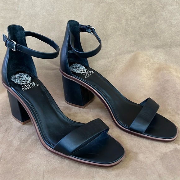 Vince Camino Margy Ankle Strap Black Heel Sandle - Picture 1 of 5